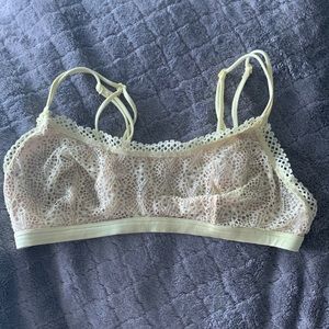 Victorias Secrets Yellow Lace Bralette Bra Double Strap Soft Size Small Petite